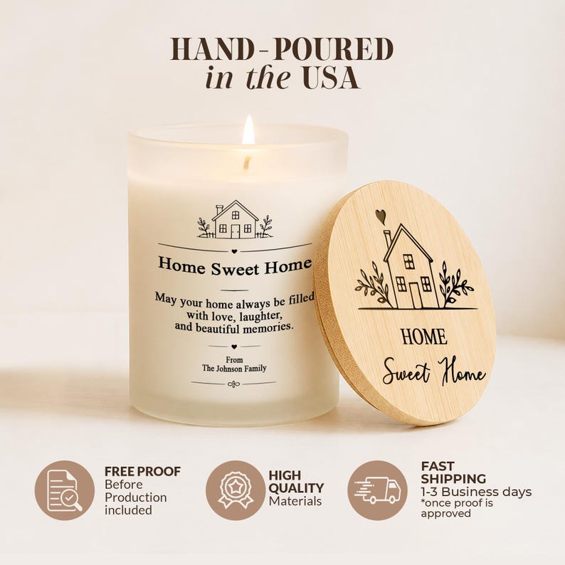 Personalized Housewarming Gift | New Home Candle | Custom First Home Present for Neighbor, Realtor Closing Gift