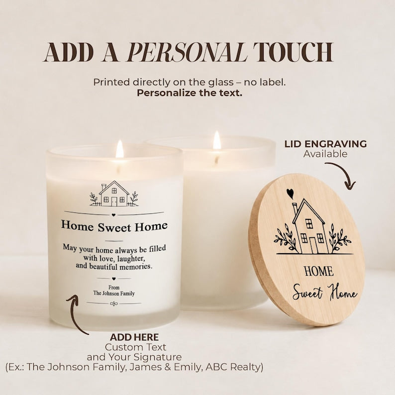 Personalized Housewarming Gift | New Home Candle | Custom First Home Present for Neighbor, Realtor Closing Gift