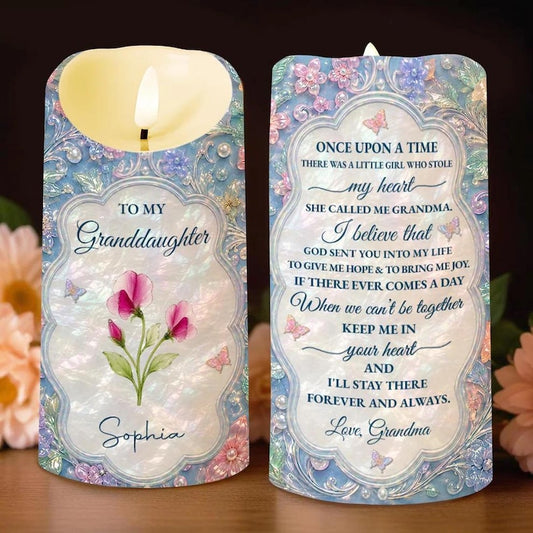 Personalized To My Granddaughter Once Upon A Time LED Candle, I Love You Candle For Her, Gift For Granddaughter From Grandma