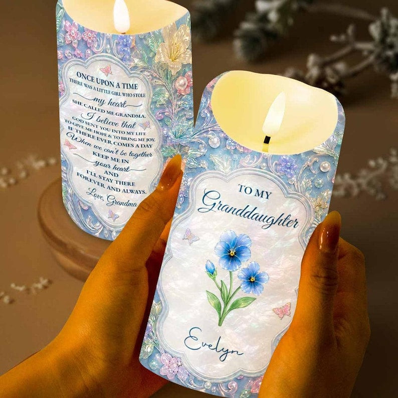 Personalized To My Granddaughter Once Upon A Time LED Candle, I Love You Candle For Her, Gift For Granddaughter From Grandma