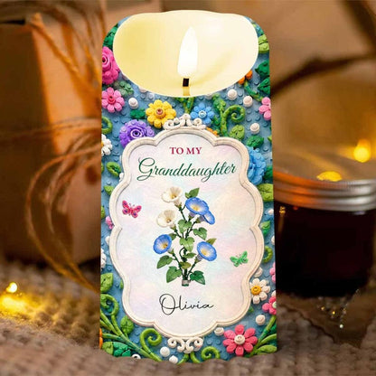 Personalized Once Upon A Time To My Granddaughter LED Candle, Custom Name Colorful Floral Keepsake, Love From Grandma Gift For Granddaughter