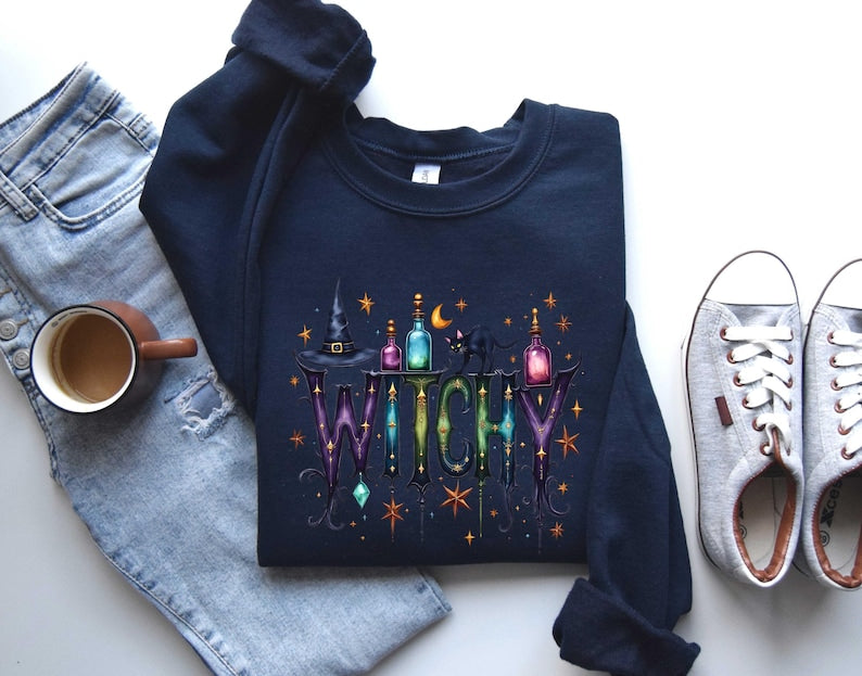 Halloween Witch Sweatshirt, Funny Witch Sweatshirt, Halloween Women Shirt, Witchy Vibes Sweatshirt, Witchy Things Shirt, Halloween Gift