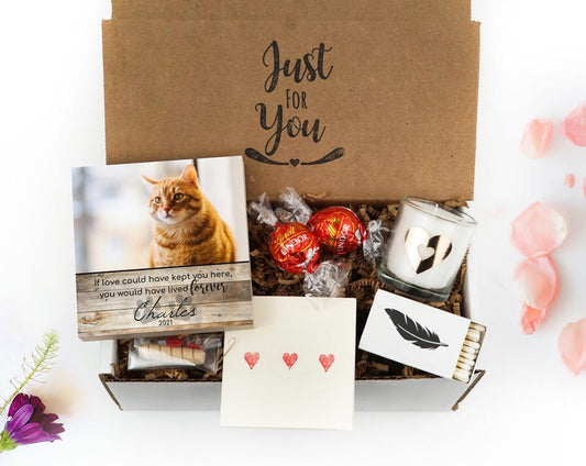 Personalized Pet Sympathy Gift Box - Memorial Frame 4" or 6" - Cat Sympathy Gift - Cat Loss Gift Box - Cat Memorial Frame - Spa Gift Box