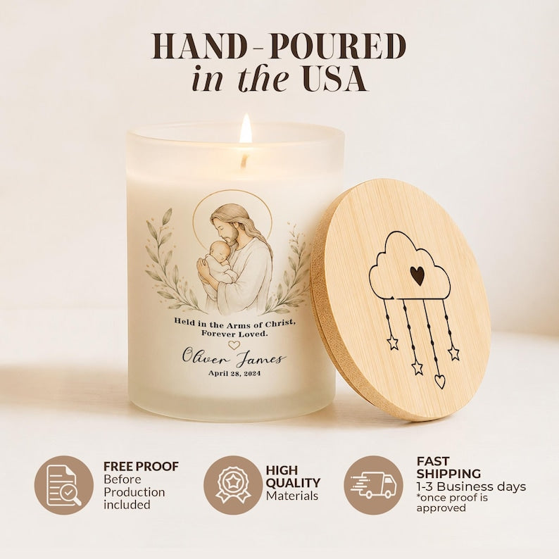 Personalized Christian Baby Memorial Candle - Custom Infant Loss Keepsake