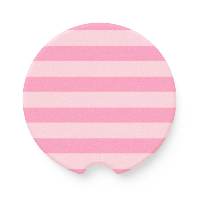 Universal Fit Pink Striped Car Coasters, 1 or 2 Count Car Accessories