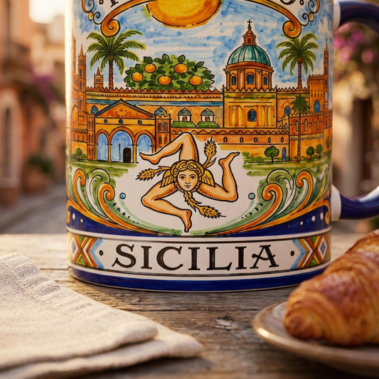 Palermo Sicily Ceramic Mug | Lemon Sicilian Tile Accent Coffee Mug