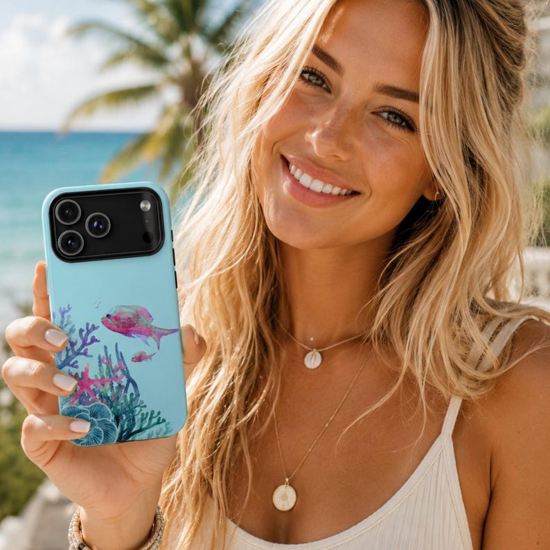 Coastal Fish Phone Case, iPhone Samsung Google Pixel Case, Beach Ocean Phone Cover, Watercolor Coral Fish, Cute Fish Phone case