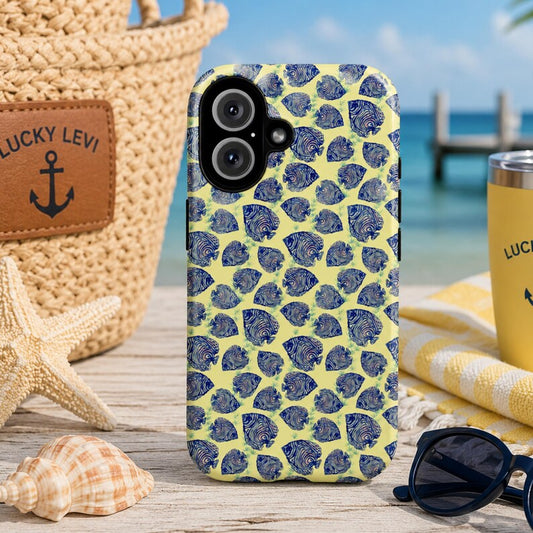 Blue Tropical Fish Tough Phone Case, Coastal Protective iPhone Case, Samsung Galaxy S26 & Pixel Pro Cover, Beach Ocean Gift