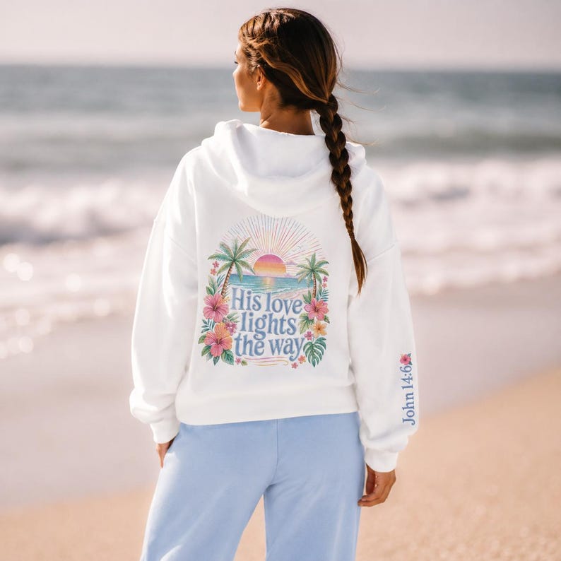 Bible Verse Hoodie Christian Women Faith Inspired Pullover Sweatshirt Teen Girl Youth Group Shirt Religious Camp Apparel Jesus Love Theme