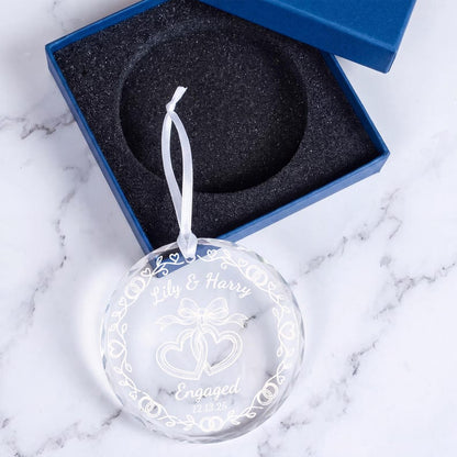 Personalized Engagement Ornament 2026, First Christmas Engaged Ornament, Custom Couple Christmas Ornament, Engagement Gift, Glass Ornament