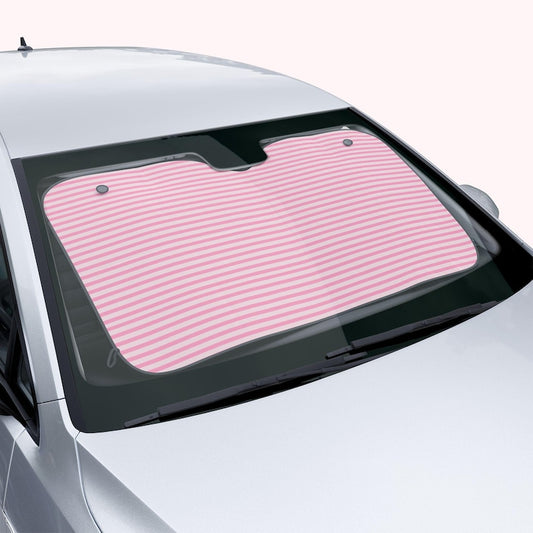 Universal Fit Pink Striped Car Sun Shade - Reflective, Foldable Windshield Sunshade, UV Heat Protector
