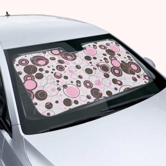 Universal Fit Y2K Circles Car Sun Shade - Reflective, Foldable Windshield Sunshade, UV Heat Protector