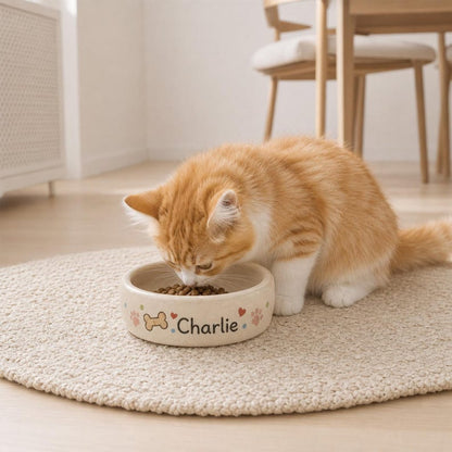 Personalized Ceramic Dog Bowl, Custom Pet Food Dish, Handmade Pottery, Custom Size Color