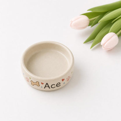 Personalized Ceramic Dog Bowl, Custom Pet Food Dish, Handmade Pottery, Custom Size Color