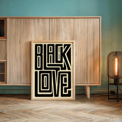 Black Love Typography Wall Art, Bold Afrocentric Pride Print, Modern Minimalist Culture Decor, Unapologetic Afro Poster, Juneteenth Gift