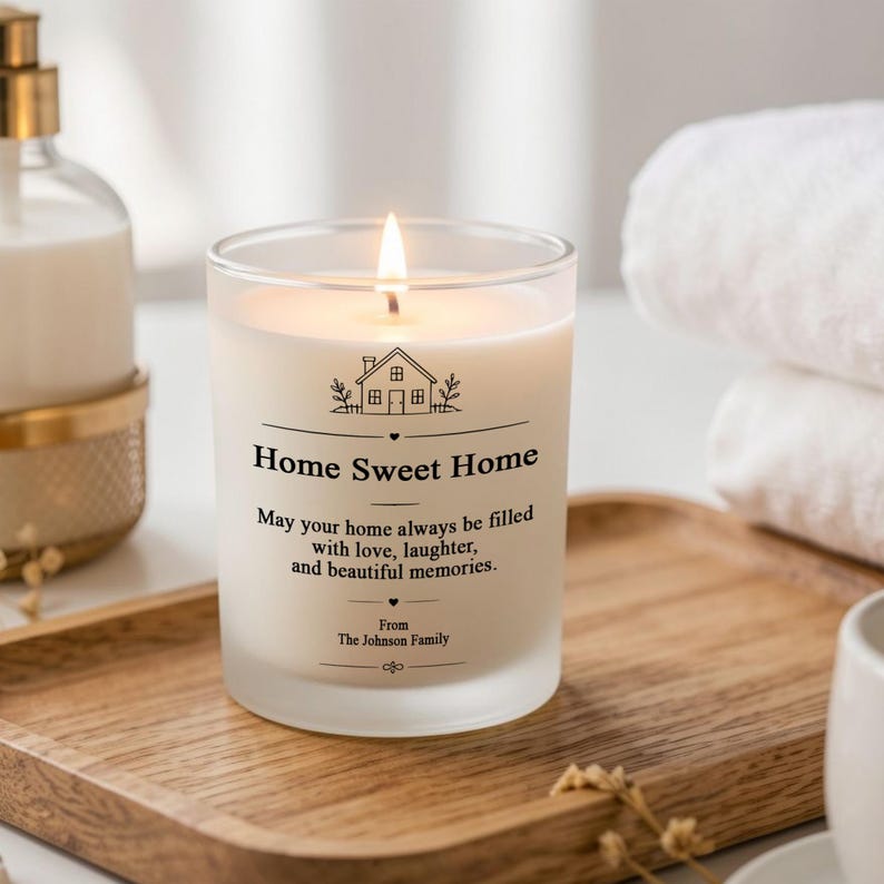 Personalized Housewarming Gift | New Home Candle | Custom First Home Present for Neighbor, Realtor Closing Gift
