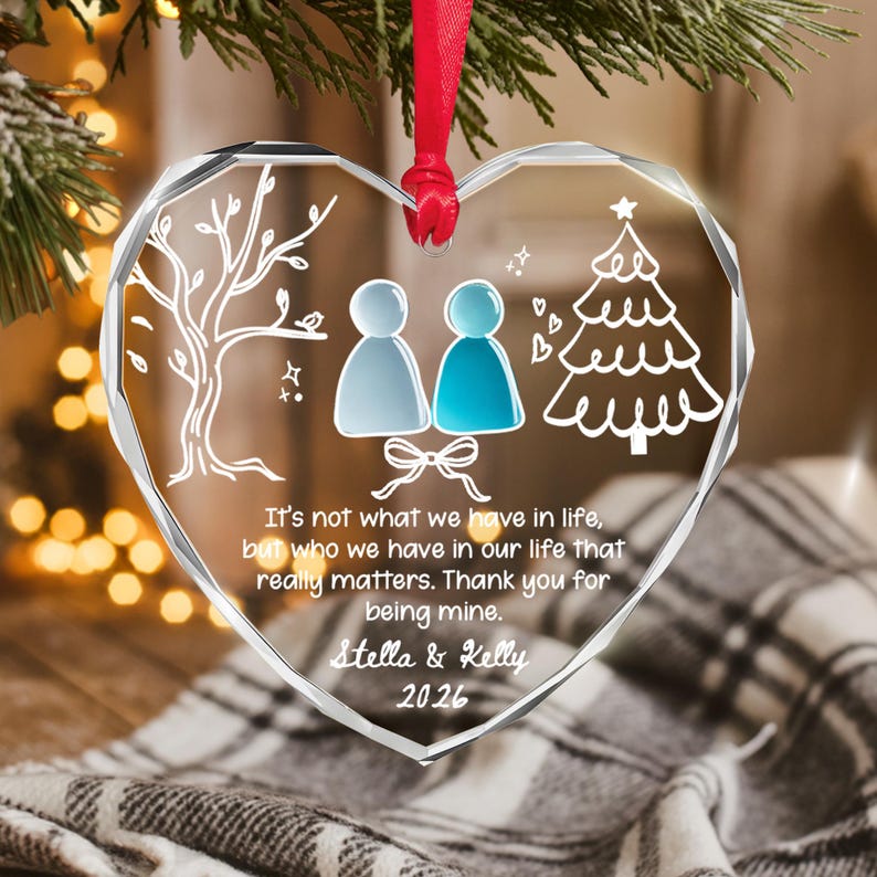 Personalized Friend Glass Ornament, Soulmate Friendship Keepsake