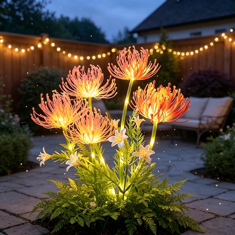 2 Pack Solar Glowing Flower Lights Outdoor Waterproof LED Garden Stake Lights Decorative Yard Patio Pathway Lawn Gifts For Women Mom