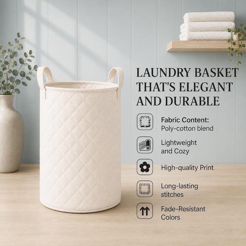 Quilted Cats Storage Basket, Cat Lover Laundry Hamper, Fabric Home Organization