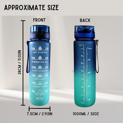 Personalised Water Bottle with Spout, Leak Proof, BPA-Free, Time Markings