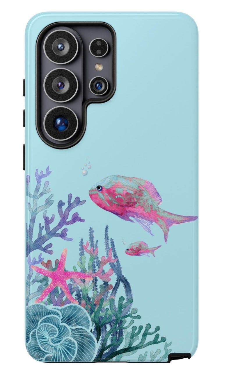 Coastal Fish Phone Case, iPhone Samsung Google Pixel Case, Beach Ocean Phone Cover, Watercolor Coral Fish, Cute Fish Phone case