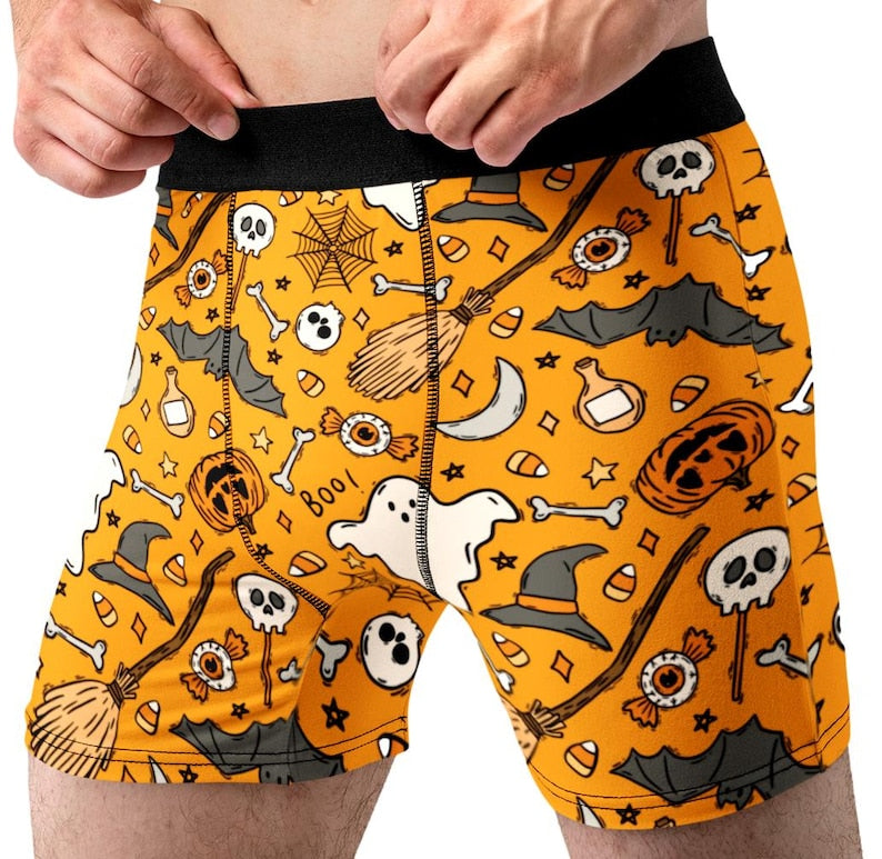 Random Stock Apparel Halloween Icons Boxer Briefs Mens Ghost Pumpkin Underwear