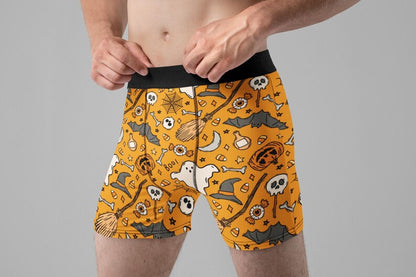 Random Stock Apparel Halloween Icons Boxer Briefs Mens Ghost Pumpkin Underwear