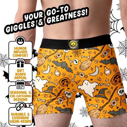 Random Stock Apparel Halloween Icons Boxer Briefs Mens Ghost Pumpkin Underwear