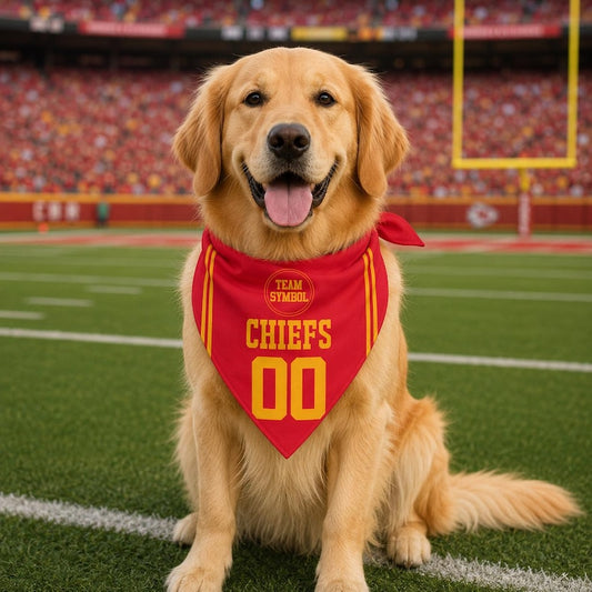 Personalized Pet Bandana, Football Team Pet Scarf, Custom Name and Number Pet Bandana Gift for Dogs Cats Pet Lovers
