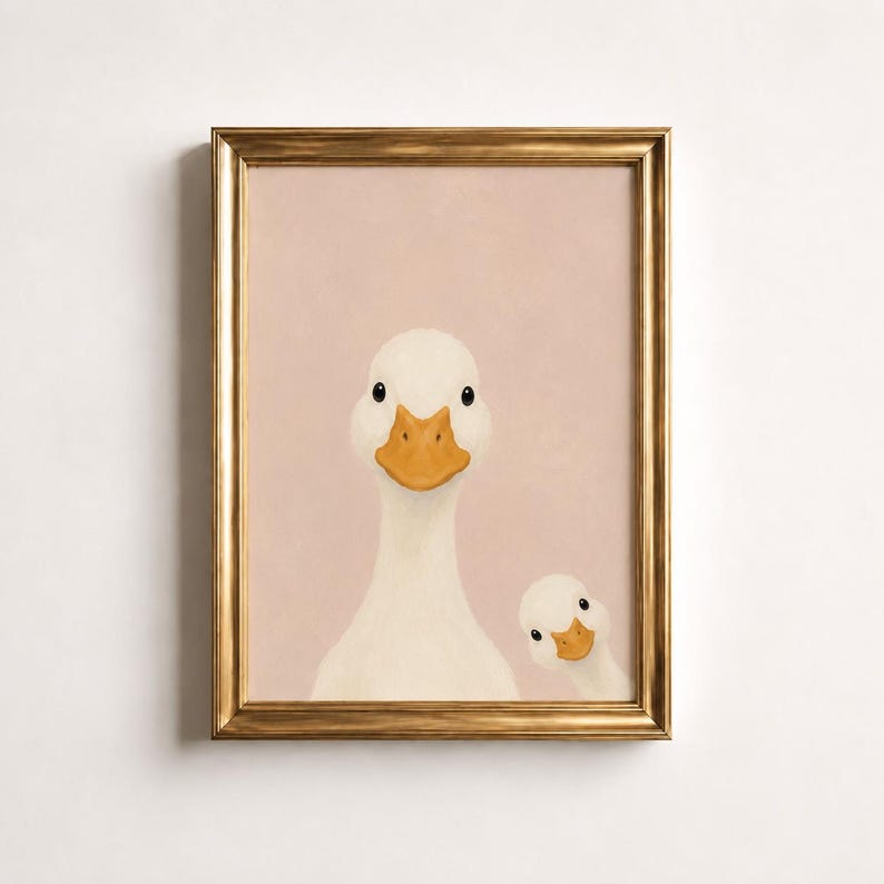 Duck Duo Poster, Mama Duck and Duckling Wall Art, Nursery Animal Print, Funny Farmhouse Decor, Blush Pink Wall Art, Baby Shower Gift Idea