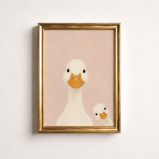 Duck Duo Poster, Mama Duck and Duckling Wall Art, Nursery Animal Print, Funny Farmhouse Decor, Blush Pink Wall Art, Baby Shower Gift Idea
