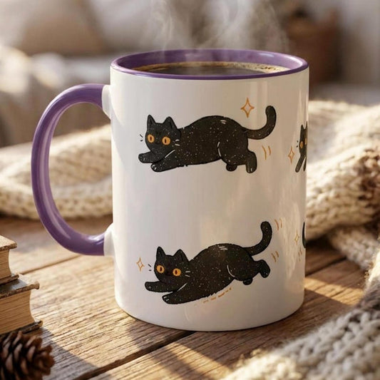 Black Cat Coffee Mug, Cute Black Cat Mug, Cat Lover Gift, Funny Cat Mug, Witchy Cat Coffee Cup, Cat Mom Gift, Halloween Cat Mug