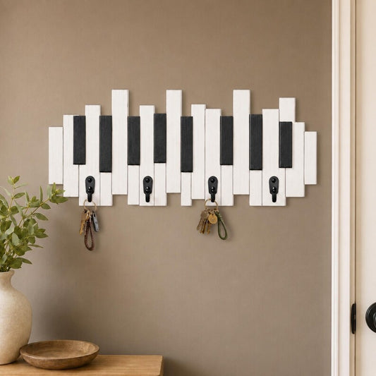 Piano Keys Wooden Key Holder: Musician Wall Hook Gift, Music Lover Gift