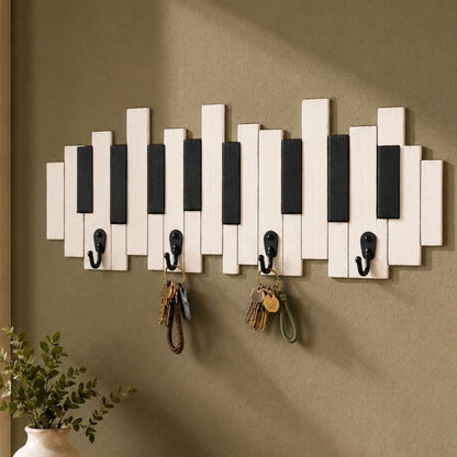Piano Keys Wooden Key Holder: Musician Wall Hook Gift, Music Lover Gift