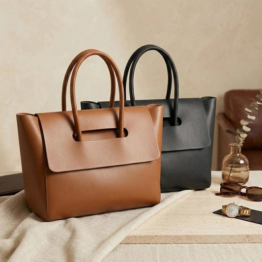 Vegan Leather Work Tote Bag, Minimalist Cruelty-Free Office Bag for Laptop, Structured Chic Professional Tote, Perfect Gift for Her