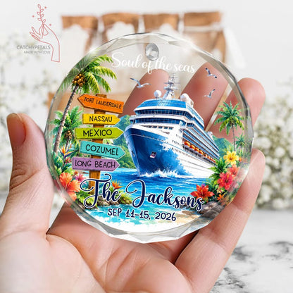 Custom Cruise Travel Adventure Ornament, Traveling Destination Glass Ornament, Travel Gift, Cruise Ship Keepsake, Cruise Ship Vacation Gifts