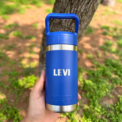 Personalized Kids Custom Yeti Rambler Jr Water Bottle Engraved Insulated Tumbler Back to School Gift Idea for Children 20 Theme Options
