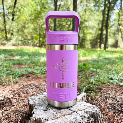 Personalized Kids Custom Yeti Rambler Jr Water Bottle Engraved Insulated Tumbler Back to School Gift Idea for Children 20 Theme Options