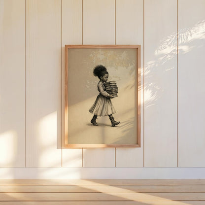 Black Girl Carrying Books Wall Art,  Retro Book Lover Print, Vintage Library Book Nook Poster, Reading Room Decor, Afrocentric storybook