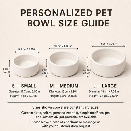 Personalized Ceramic Dog Bowl, Custom Pet Food Dish, Handmade Pottery, Custom Size Color