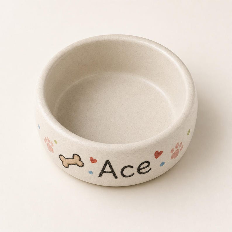 Personalized Ceramic Dog Bowl, Custom Pet Food Dish, Handmade Pottery, Custom Size Color