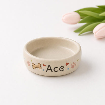 Personalized Ceramic Dog Bowl, Custom Pet Food Dish, Handmade Pottery, Custom Size Color