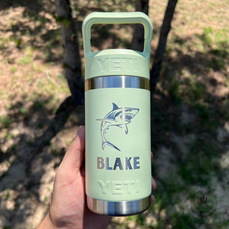 Personalized Kids Custom Yeti Rambler Jr Water Bottle Engraved Insulated Tumbler Back to School Gift Idea for Children 20 Theme Options