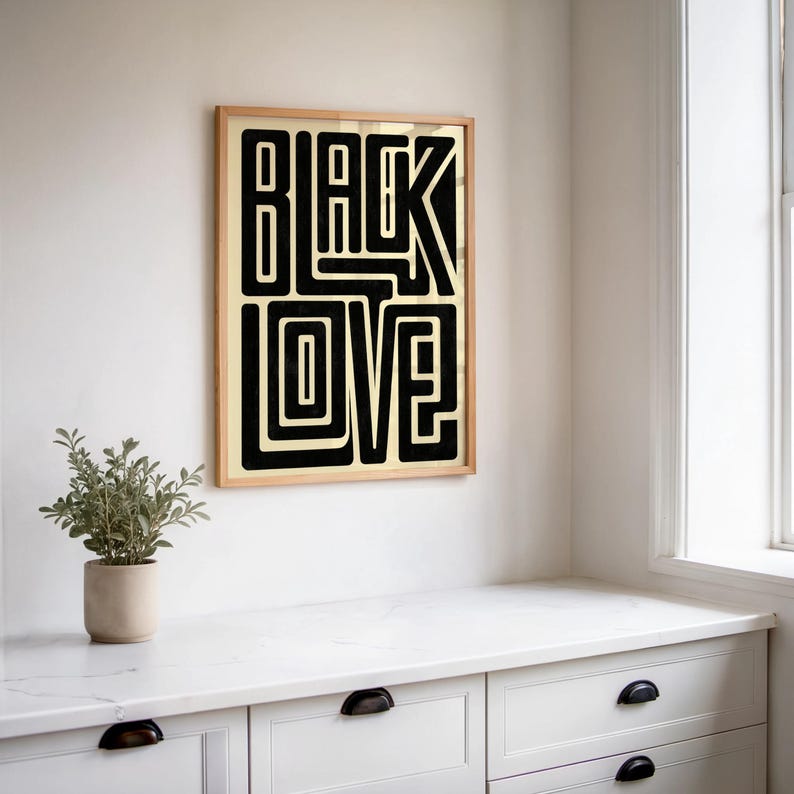 Black Love Typography Wall Art, Bold Afrocentric Pride Print, Modern Minimalist Culture Decor, Unapologetic Afro Poster, Juneteenth Gift