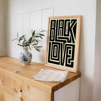 Black Love Typography Wall Art, Bold Afrocentric Pride Print, Modern Minimalist Culture Decor, Unapologetic Afro Poster, Juneteenth Gift