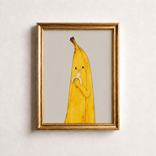 Funny Banana Art Print, Bananabalism Poster, Banana Eating a Banana, Quirky Kitchen Wall Art, Weird Food Decor, Housewarming Gift Idea