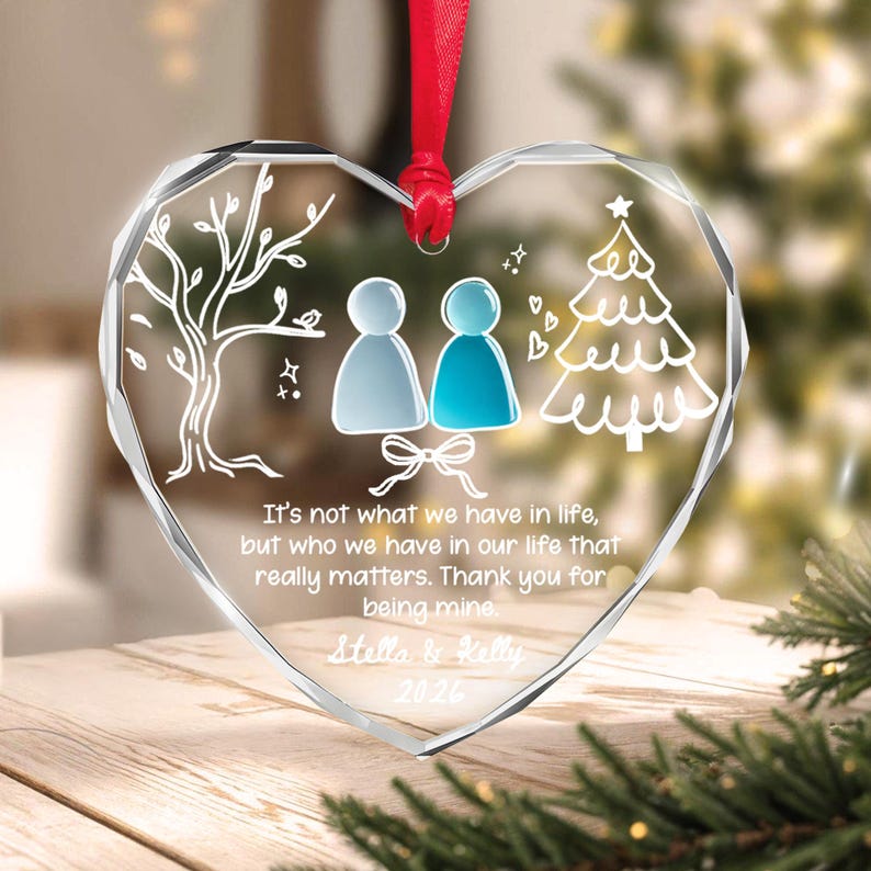 Personalized Friend Glass Ornament, Soulmate Friendship Keepsake