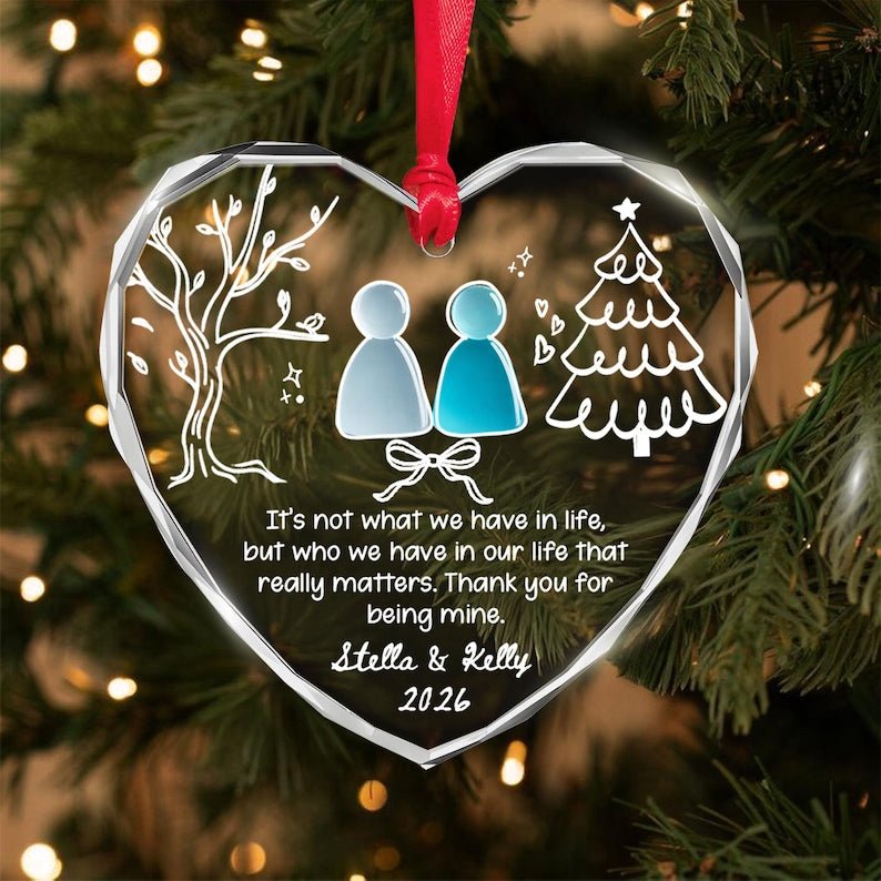 Personalized Friend Glass Ornament, Soulmate Friendship Keepsake