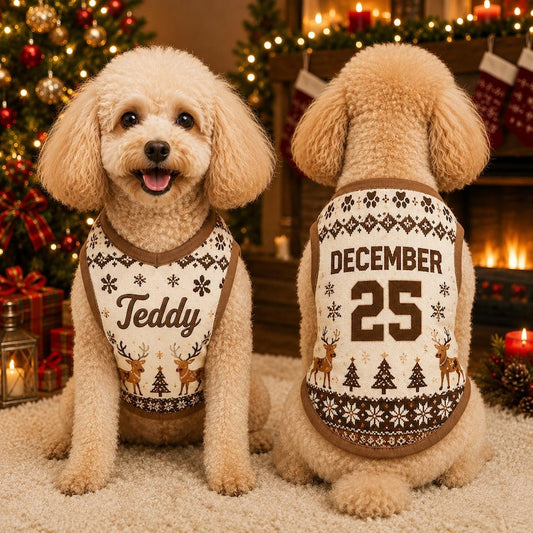 Personalized Dog Christmas Jersey, Custom Pet Shirt with Name & Number, Ugly Christmas Dog Sweater, Xmas Pet Outfit, Dog Lover Gift