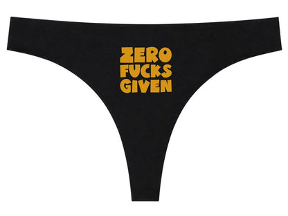 Zero Fucks Given Thong, Funny Women's Black Underwear, Sassy Gift, Cheeky Lingerie